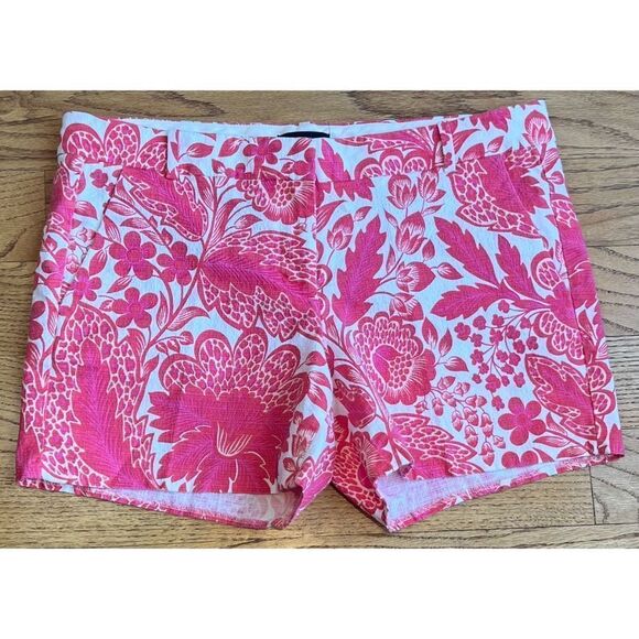 J Crew Women’s Pink White Floral Cotton Spandex Shorts Size 10 - Picture 2 of 8